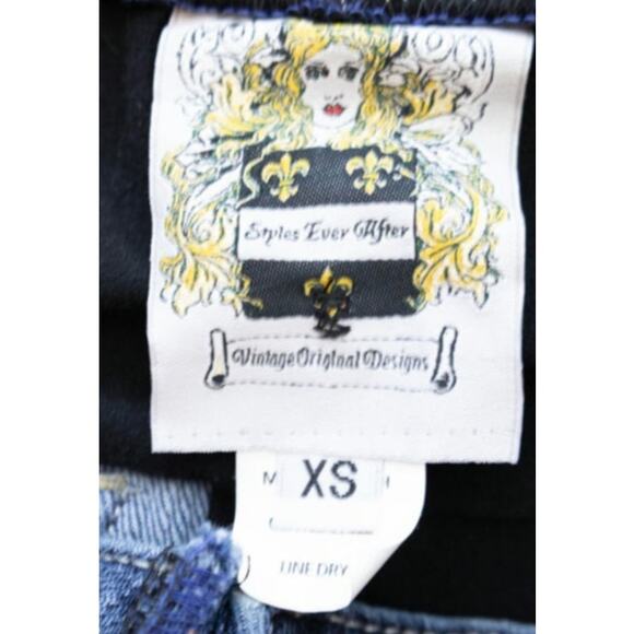 Styles Ever After Ladies 70's Retro Patchwork Demin Jeans Size XS - Picture 3 of 5
